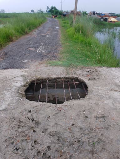 Open Manhole in 9P9C+MH Dumaria, Bihar, India – reported issue