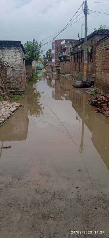 Sewer overflowing in F97H+XWQ, Indarwa Shakir, Bihar 841440, India – reported issue